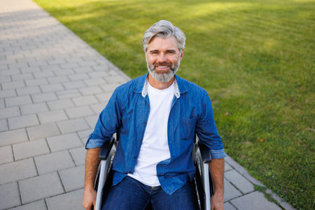 Wheelchair Adventure: Exploring the Great Outdoorsの写真素材