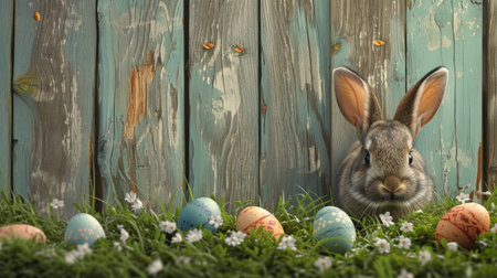 Adorable Rabbit Surrounded by Easter Delightsの素材