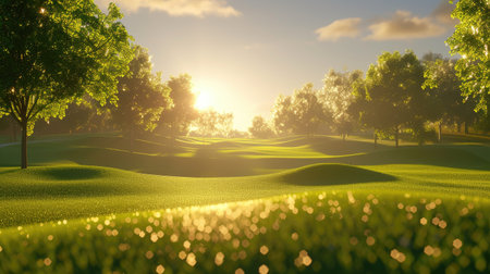 Sunny Slopes: Golfing on Lush Lawnsの素材