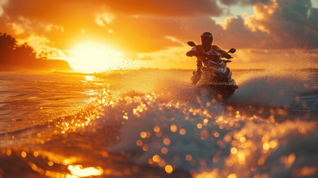 Ocean Thrills: Rider Gazing into the Distanceの素材