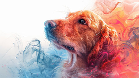 Dreamy Canine: Vaporwave-Inspired Golden Retrieverの素材