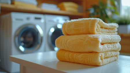 Organized Living: Clean Laundry Displayed in a Modern Spaceの素材