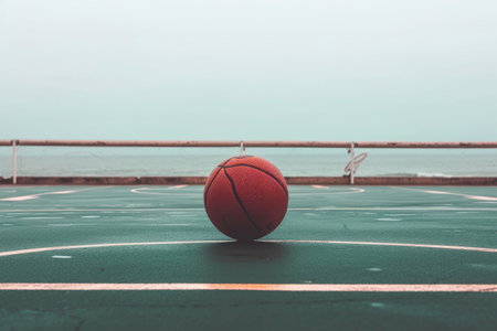 Urban Basketball Basket in Street Settingの素材