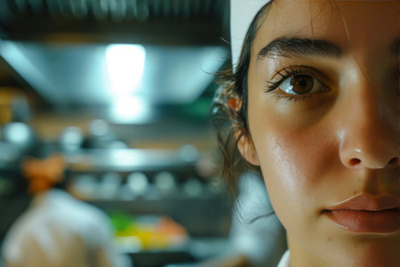 Portrait of a Chef Amid Kitchen Chaosの素材