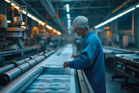 Precision in Print: Operator Supervising Modern Offset Machineryの素材