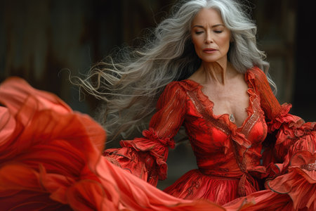 Graceful Flamenco Expression: A Woman's Artistryの素材