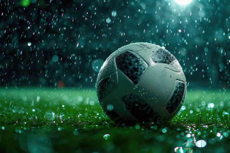 Soccer's Splendor: Rainy Match on the Green Fieldの素材