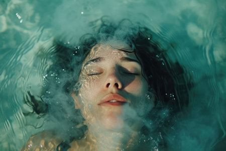 Oceanic Dreams: Serene Woman Adriftの素材