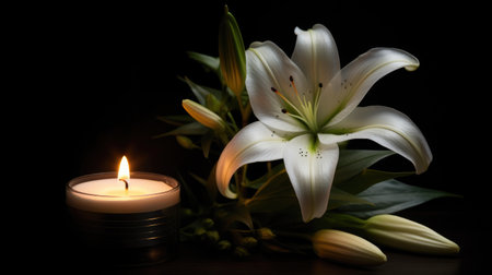 Sacred Flame: Candle and Lily Compositionの素材