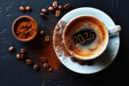 Artistic Flair: Latte '2025' on Foam Canvasの素材
