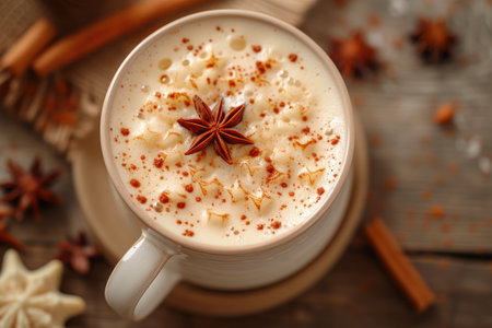 Seasonal Sip: Top-Down View of Christmas Latteの素材