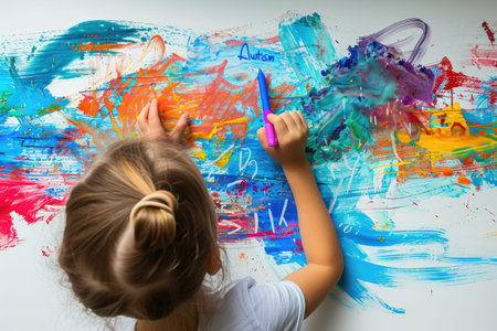 Expressive Autism Awareness: Handwriting with Vibrant Markerの素材