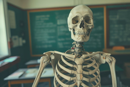 Educational Elegance: Human Skeleton in Classroomの素材