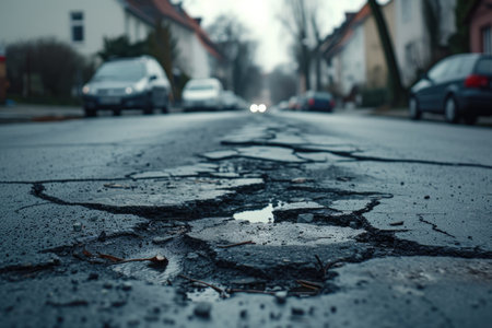 Road Hazard Alert: Potholes Riddle City Roadsの素材