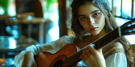 Coffee Shop Symphony: Woman Playing Celloの素材