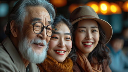 Joyful Asian Trio Harmonizing in Home Settingの素材