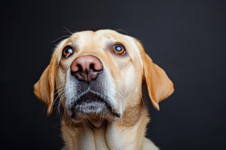 Enigmatic Labrador: Studio Shot with Quizzical Expressionの素材