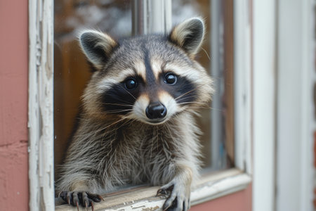 Unexpected Visitor: Raccoon at Your Doorの素材