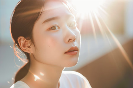 Fresh-Faced Korean Model in Skincare Blissの素材