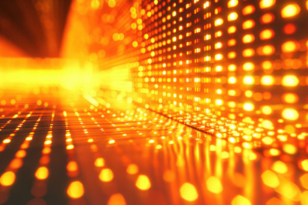 Gridline Elegance: Yellow Hue Reflections in 3D Artの素材