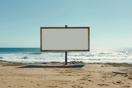 Outdoor advertising space, coastal billboard displayの素材