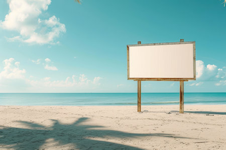 Billboard frame overlooking coastal paradiseの素材