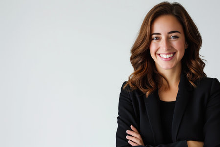 Joyful woman leader, room for custom textの素材