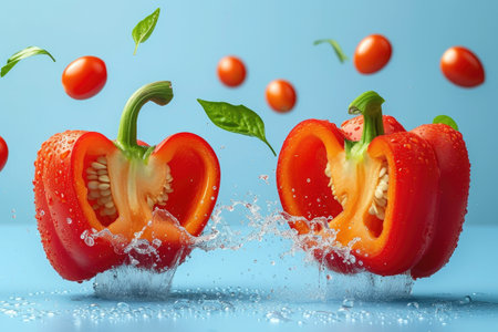 Crisp Red Pepper Segments Suspendedの素材