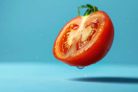 Tomato Halves Drifting in Azure Blissの素材