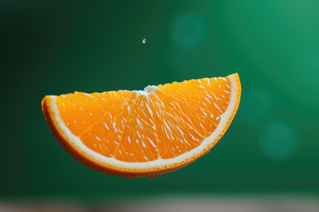 Citrus Elegance: Halved Orange on Greenの素材