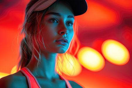 Champion in Action: Female Tennis Athleteの素材