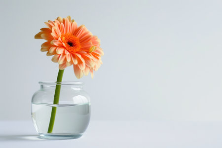 Elegant Bloom: Exotic Flower in Glass Vase on Whiteの素材