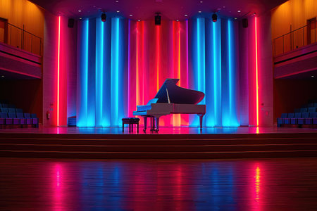 Theater Stage Display with White Pianoの素材