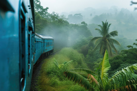 Traversing Rainy Sri Lanka: Jungle Railway Sceneの素材