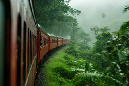 Sri Lanka's Green Rainy Railway Odysseyの素材