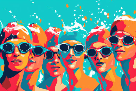 Splash of Happiness: Swimmers in Actionの素材