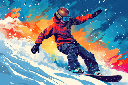Icy Thrills: Modern Snowboarder Graphicの素材
