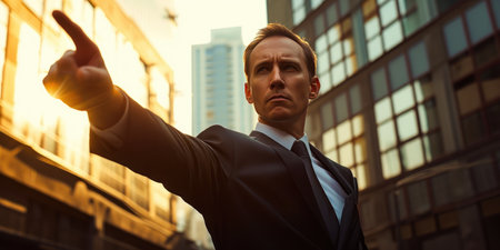 Confident Executive in Urban Setting, High Contrastの素材