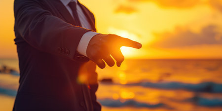 Golden Hour Leadership: Suit and Sand Harmonyの素材