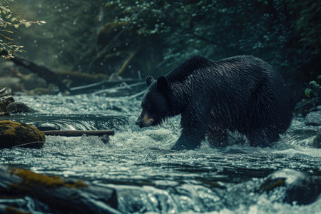 Resourceful Black Bear in Vibrant Ecosystemの素材