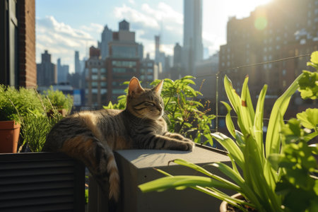Roofscape Serenade: A Cat's Urban Symphonyの素材
