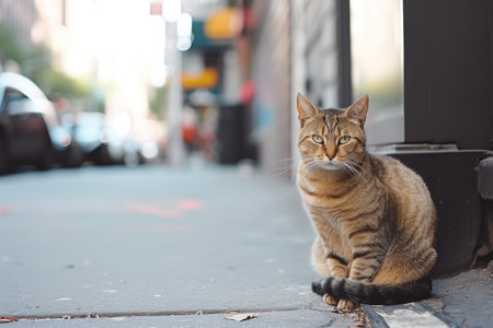 City Cat Observing Daily Hustleの素材
