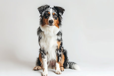 Majestic Australian Shepherd Dog Captured in Studio Portraitの素材