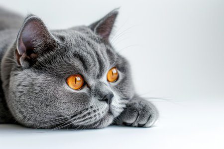 Feline Playfulness: British Shorthair Cat in Studio Environmentの素材
