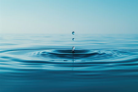 Blue Serenity: Captivating the Impact of a Falling Water Dropletの素材