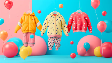 Cheerful Kids' Apparel Mockup: Where Fashion Meets Funの素材