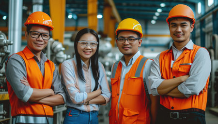 Teamwork Triumph: Engineers Thriving in Industry Settingの素材