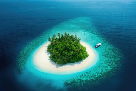 Maldives Magic: Yacht Anchored by Dreamy Island Shoresの素材