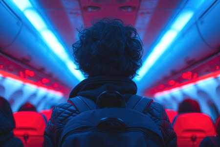 Passengers in Aisle, Empty Seatの素材