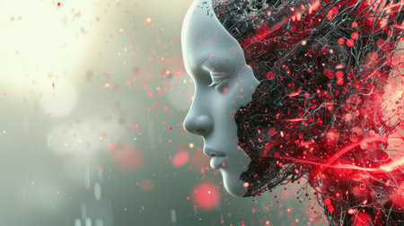 Leading the Conversation: AI Expert in Red, Black, and Whiteの素材